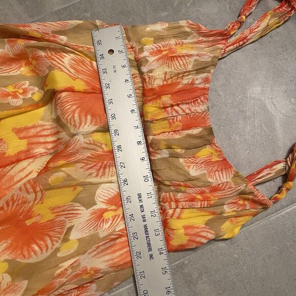 Diane Von Furstenberg Floral Silk Dress Penny Yellow Orange Ruffle Sundress Sz 8 - Picture 9 of 10